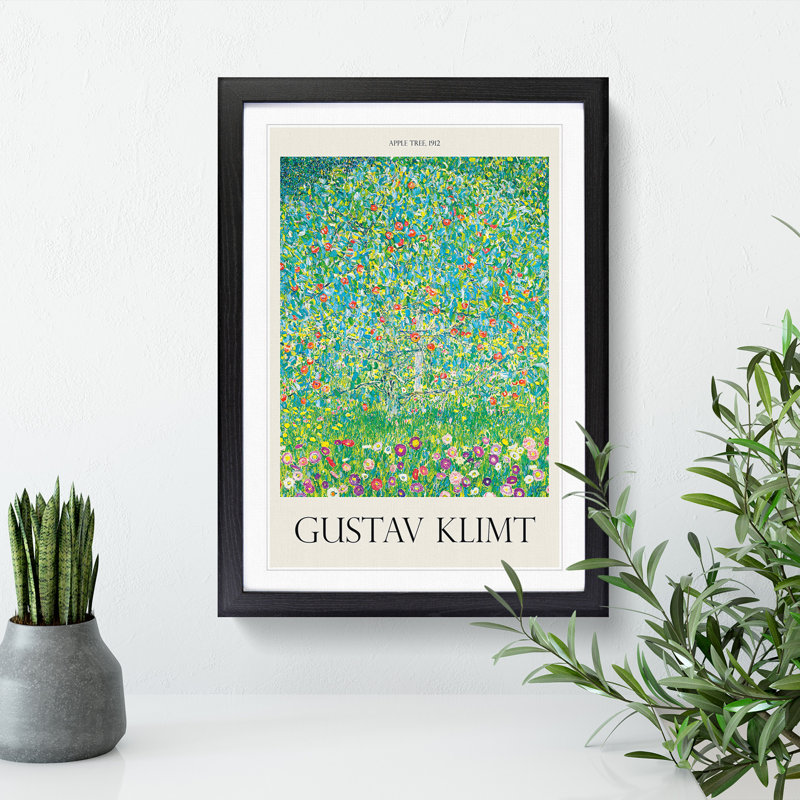 Apple Tree by Gustav Klimt - Picture Frame Painting, 65cm H x 48cm W x 2cm D, Black