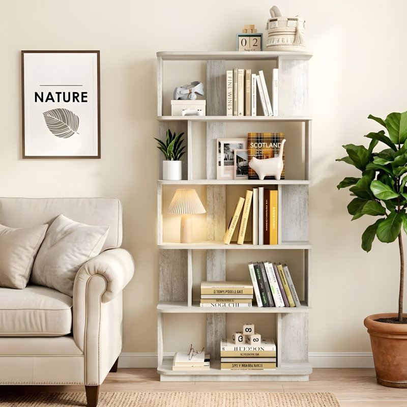 Bibliothèque moderne moderne à 5 niveaux, Gris clair