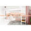 Lit mezzanine simple en fer avec bureau en forme de L et trois tablettes, fonctionnalité, stabilité à long terme, parfait pour l'installation d'un bureau à domicile.-129632259