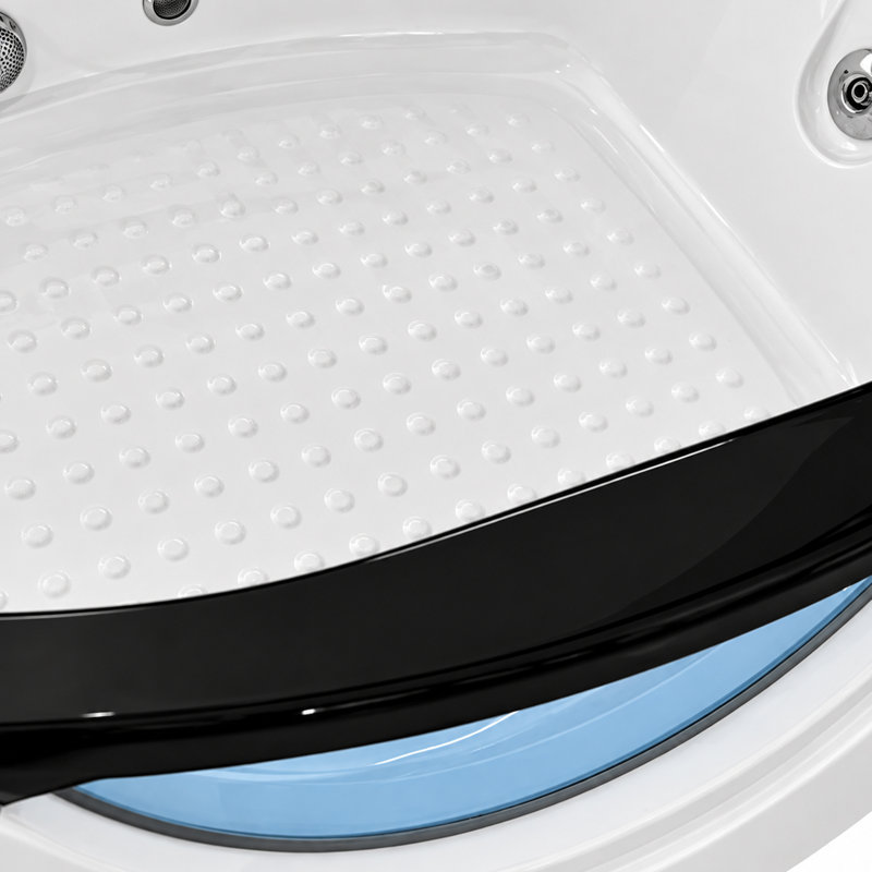 Baignoire à balnéo d'angle 2 places de 150 cm avec jets d'hydromassage et éclairage DEL