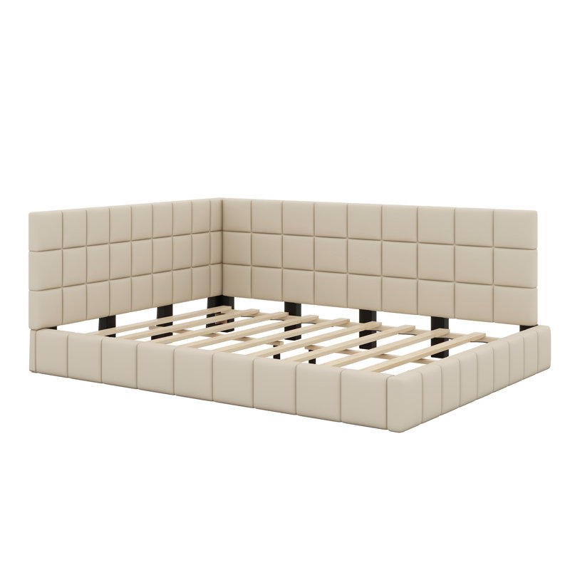 Upholstered Daybed/Sofa Bed Frame, Beige