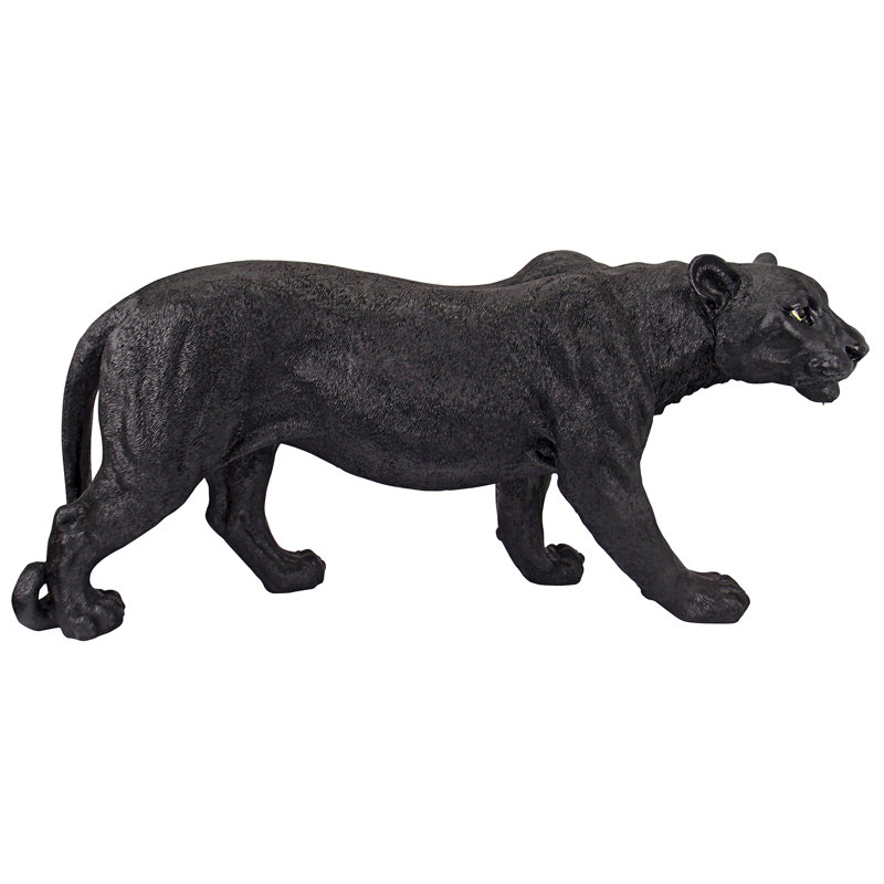 Large Black Resin Panther Garden Statue
