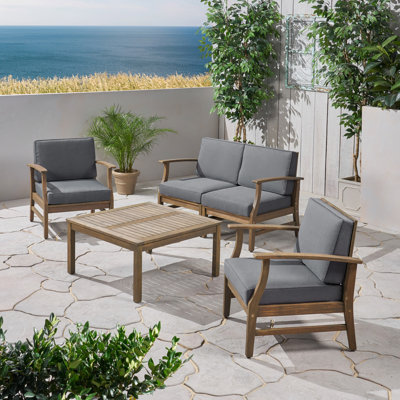 Gianni Acacia 4 - Person Patio Conversation Set with Cushions