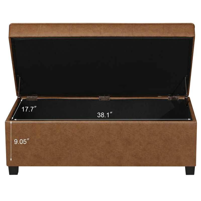 Banc de rangement avec repose-pieds 40 po, Brun