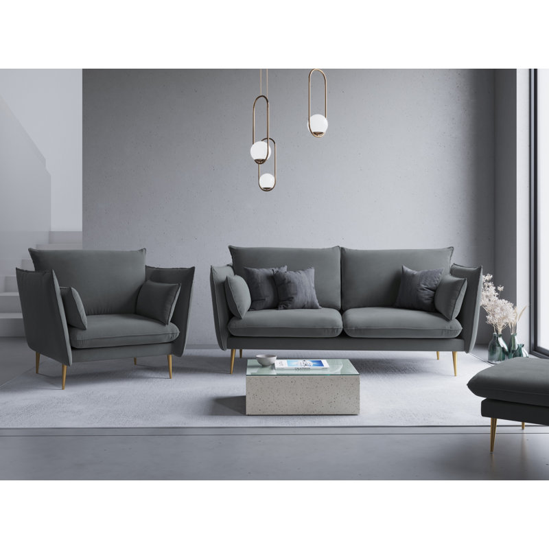 Adoraim Upholstered Armchair, Dark Grey, Gold