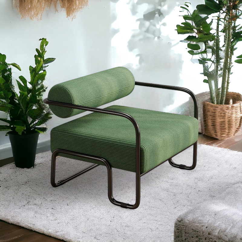Franchina CAL117 Compliant 27'' Wide Tufted Armchair, Green Corduroy