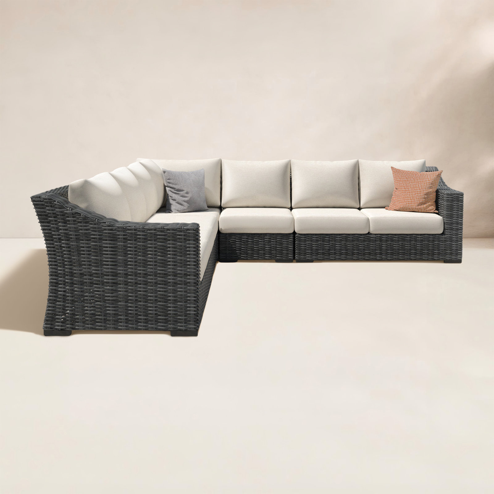 Eloisa Wicker 7 - Person Patio Conversation Set with Cushions, Gray