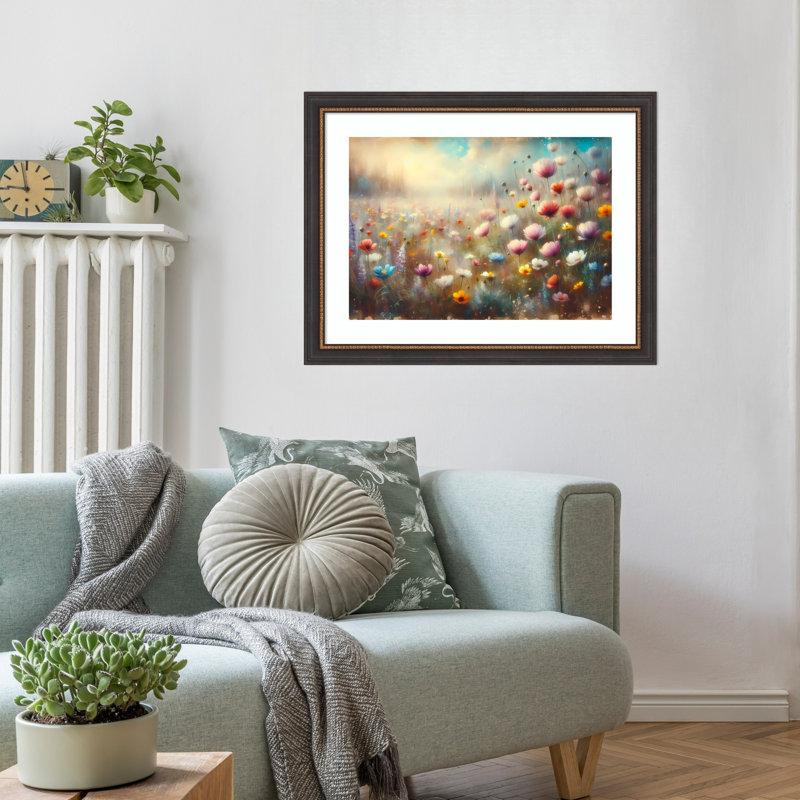 «Wildflower Meadow 6» par Tonya van Schalkwyk, reproduction d'art encadrée sur bois, H 21 po x l 27 po