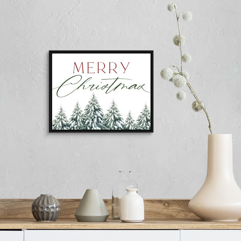 Arbre de Noël joyeux Noël-impression d’art textuel sur toile, H 13 po x l 16 po x P 1,75 po, Cadre noir