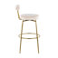 Tabouret de bar pivotant à hauteur fixe avec structure en métal doré et revêtement en velours crème - Paquet de 2