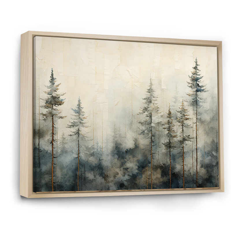 Minimalisme forêt de pins d'hiver - décoration murale forêt, H 34 po x l 44 po x P 1,5 po, Cadre naturel flottant