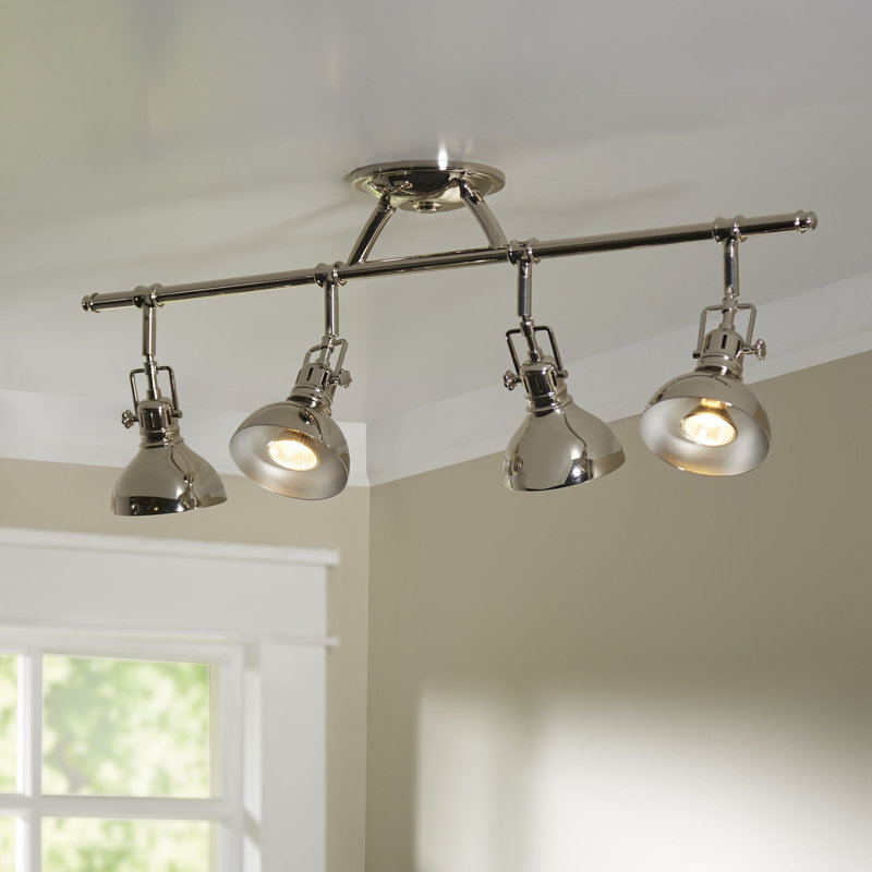 Ensemble de rail fixe à 4 lumières Roupen, Nickel poli