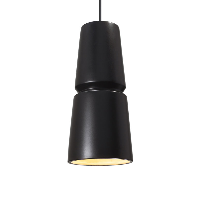 Logan 1 - Light Single Cone Pendant, Brushed Nickel, Muted Yellow, 18" H x 8" W x 8" D