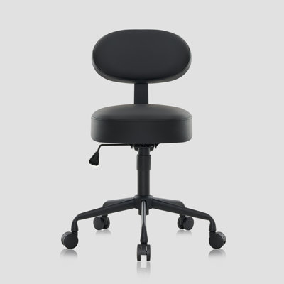 Heavy-Duty Extra-Wide Seat Pneumatic Rolling Stool with Adjustable Height, Memory Foam, and Wheels for Clinic, Garage, Shop, and Office Use – Mechanic by Latitude Run