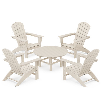 POLYWOOD Nautical 5-Piece Adirondack Chair Conversation Set