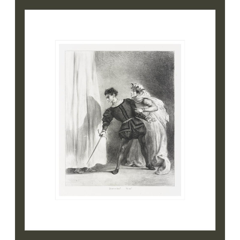 Le meurtre de Polonius (Act. III. Sc. IV) (The Murder of Polonius) from Shakespeare’s Hamlet by Eugène Delacroix -Framed Giclee Print