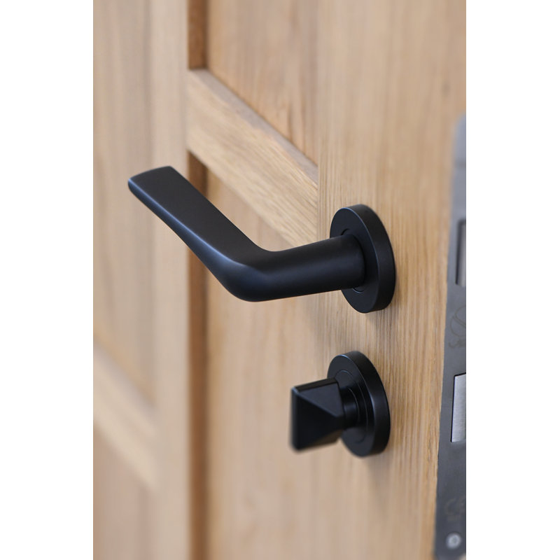 Como Lock Door Handle, Powder Coated Black