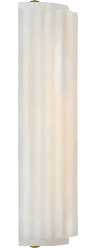 Madden Fluted Linear Sconce in Alabaster, 12.5" H x 4.25" W x 2.75" D, Antique-Burnished Brass