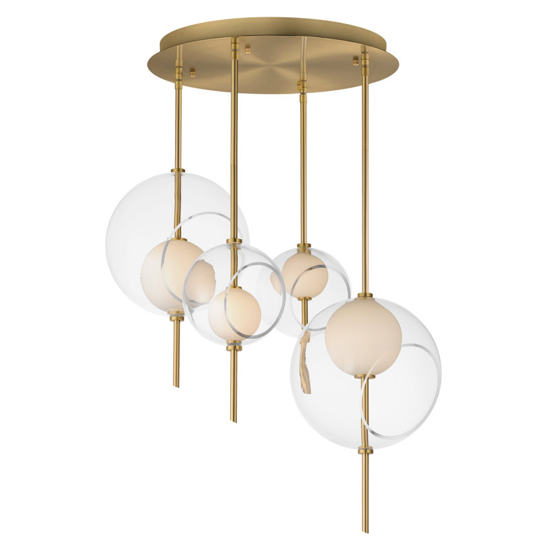 Shipshewana 4 - Light Natural Aged Brass LED Shaded Pendant