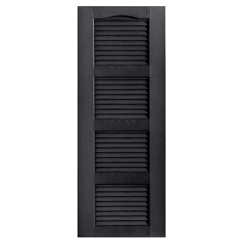 Cathedral Top Four-style Open Louvre Shutters Pair, Black, 12", 68"