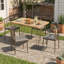 Ensemble de salle à manger compact 5 pièces de style industriel compact, table de cuisine rectangulaire imperméable et facile à nettoyer de 47 po avec 4 chaises d'appoint ergonomiques rembourrées et sans accoudoirs