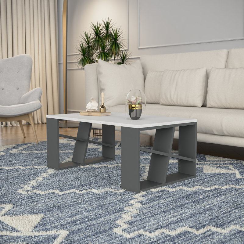 Yareli Single Coffee Table, White/Burgundy