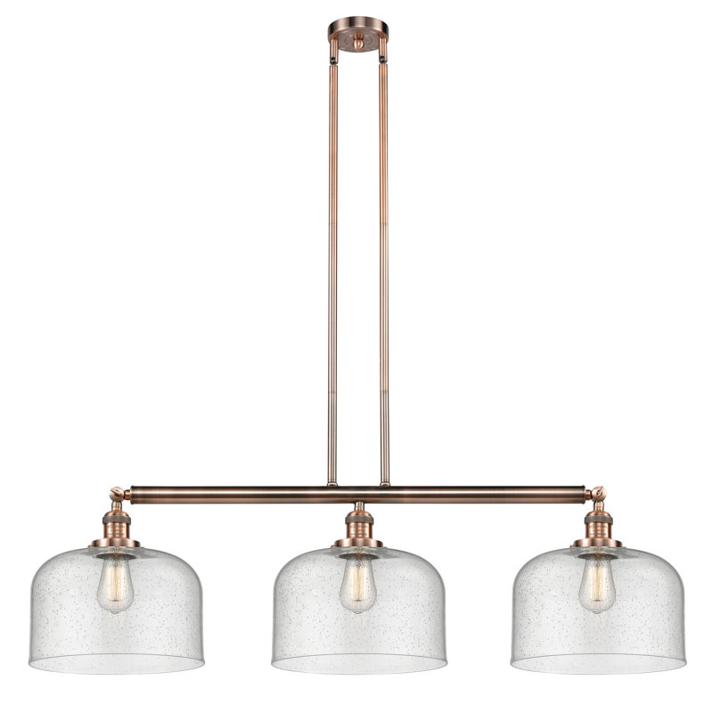 Bell - Luminaire suspendu pour îlot de cuisine 3 lumières 42 " , Grainé, Cuivre antique, Ampoule non incluse