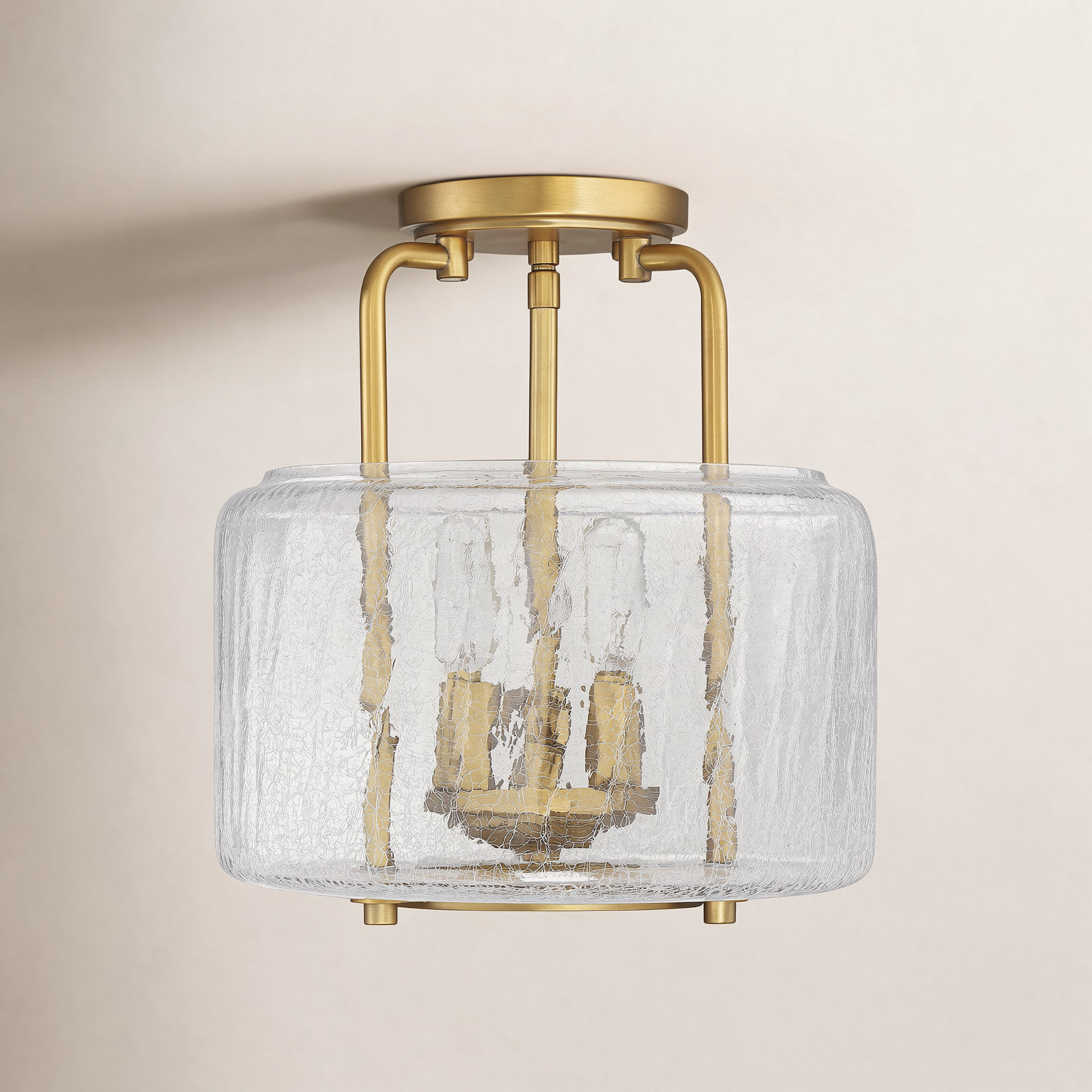 Dottie 3-Light Semi Flush Mount, Warm Brass