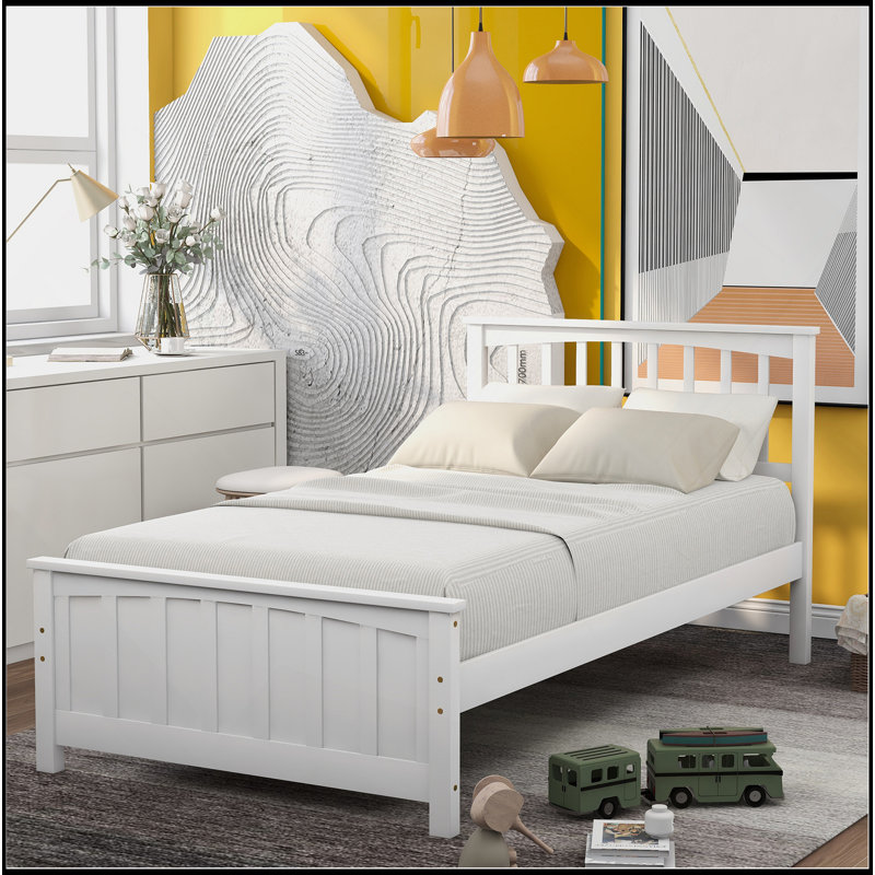 Lit plateforme en bois, Blanc
