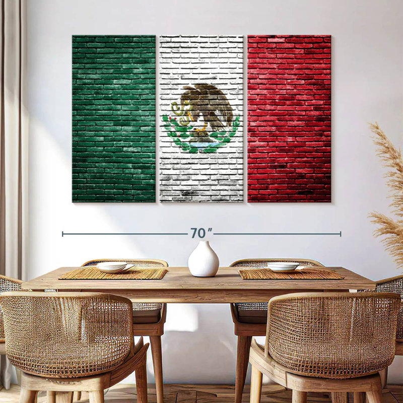 Borges Bricked Mexican Flag, 42" H x 65" W