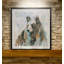 Ours noir sur bleu - Reproduction encadrée sur papier-368198289