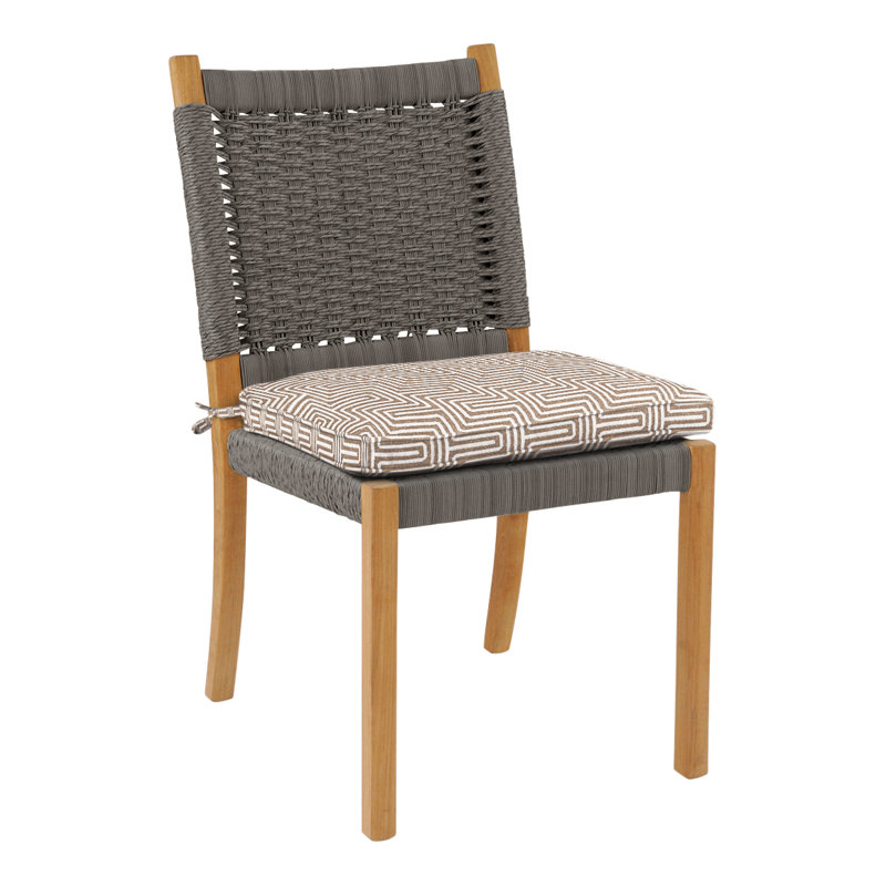 Hudson Teak Patio Dining Chair with Cushion (Set of 2), Hudson Charcoal Lace, Perigold Key Figure Mineral