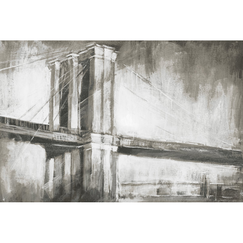Historic Suspension Bridge II - Painting on Canvas, Wrapped Canvas, 51 cm H x 76 cm W