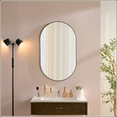 Miroir mural miroir ovale en métal