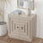 Modern Contemporary 2-Door Storage Cabinet With Geometric Square Pattern, Taupe Color-1777527388