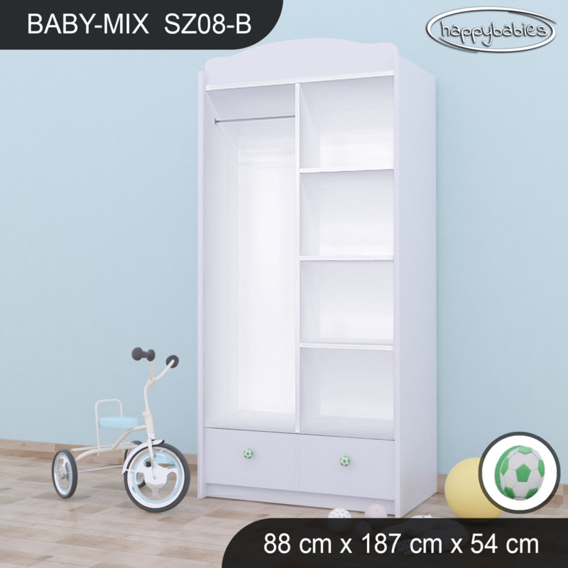 Baby 2 Door Wardrobe, White/Green