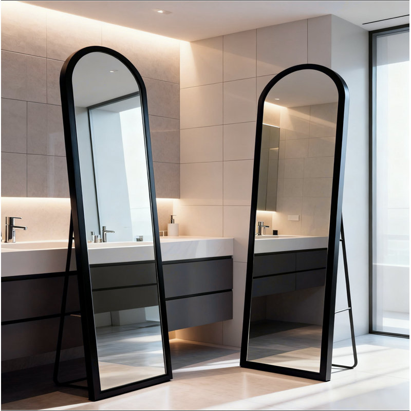 Full Length Mirror 63"X 20" Floor Mirror, Free Standing Full Body Mirror, Wall Mounted Hanging Or Leaning Mirror With Stand For Bedroom, Living Room, Cloakroom