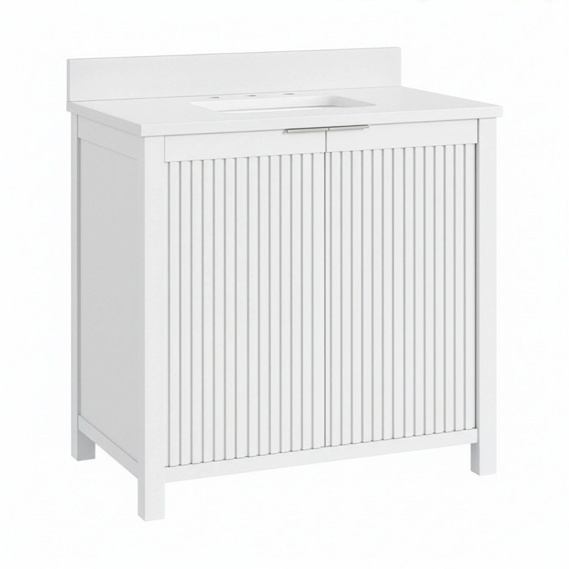Through Lines 36" Single Bathroom Vanity, White