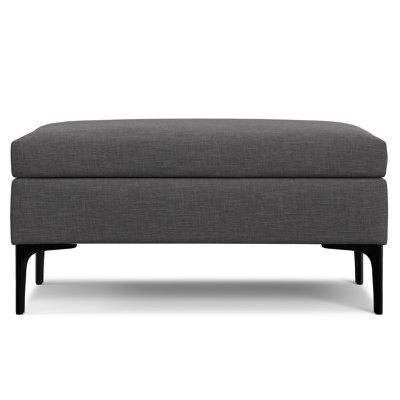 Rebecca 36"W Upholstered Linen-Look Fabric Mid-Century Modern Rectangular Lift-Up Coffee Table Storage Ottoman with Hidden Storage by Simpli Home