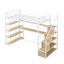 Lit mezzanine en métal avec escalier, bureau intégré et tablettes-1752076863
