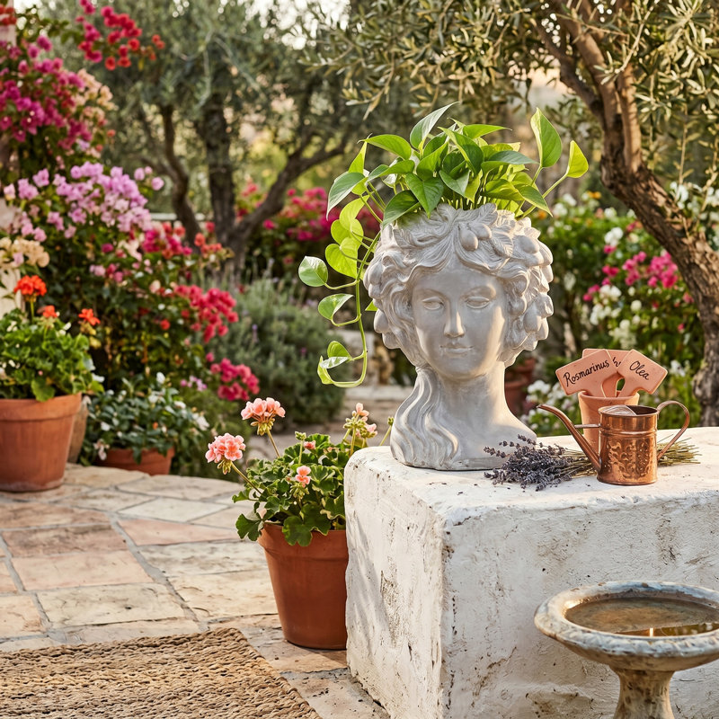Pot à fleurs en ciment Bethea, H 11,6 po x l 7,9 po x P 8,9 po, Gris