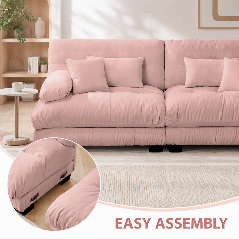 Canapé d'angle modulaire en forme de L avec pouf convertible, confort moelleux, siège profond et configuration flexible en quatre parties pour les salons.