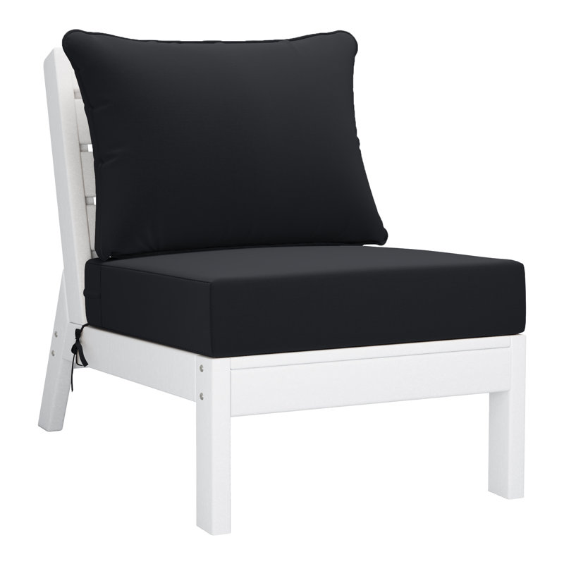 Ensemble de conversation à assise profonde 3 pièces avec coussins, White, Black