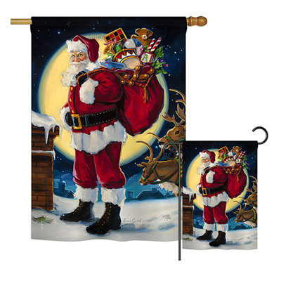 40 x 28 po en polyester moonlit santa winter impressions de noël ensemble de drapeau