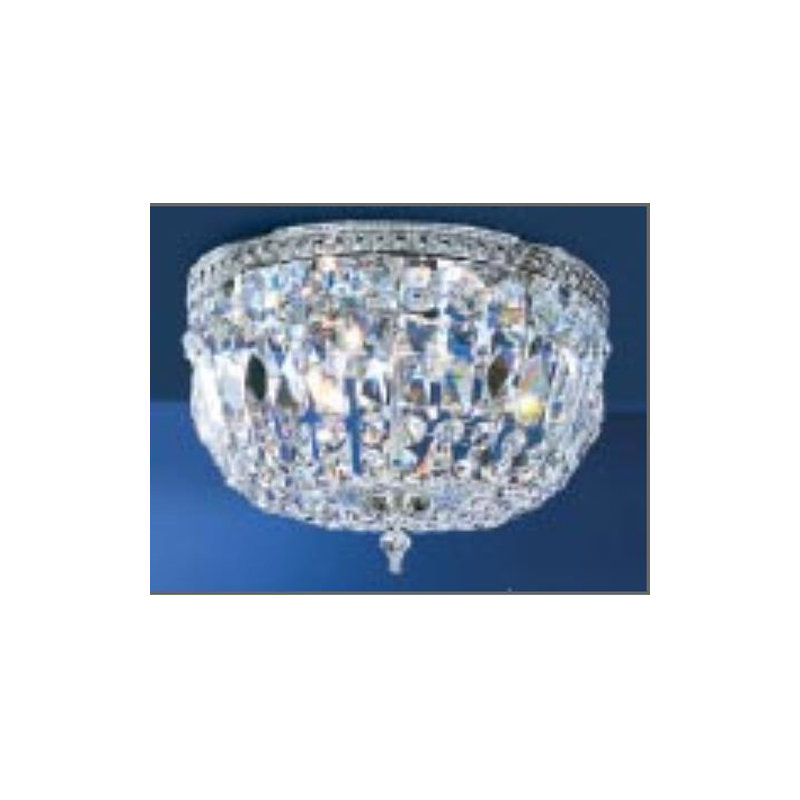 Plafonnier semi-encastré cristal Baskets, H 6,5 po x l 8 po x P 8 po, Chrome, Crystalique-Plus
