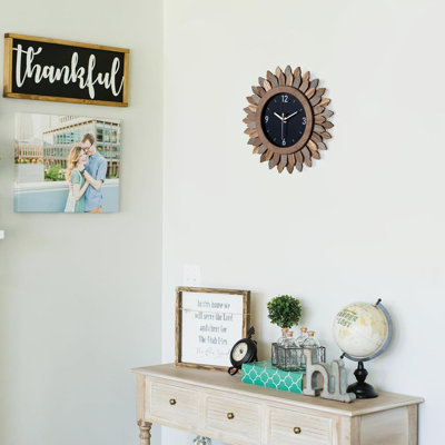 Horloge murale à pile 12 po Boho Sunburst