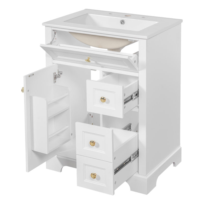 Meuble-lavabo simple 24 po avec lavabo, meuble-lavabo, Blanc