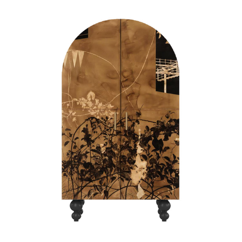 Armoire haute à deux portes Vintage, Noir / multicolore