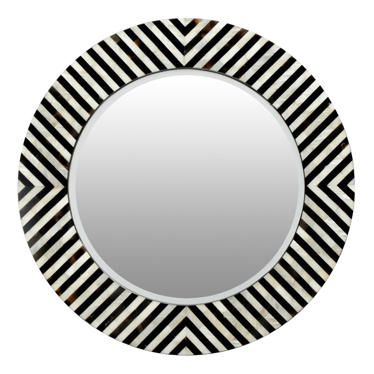 Round Framed Wall Mounted Accent Mirror in Black/White
