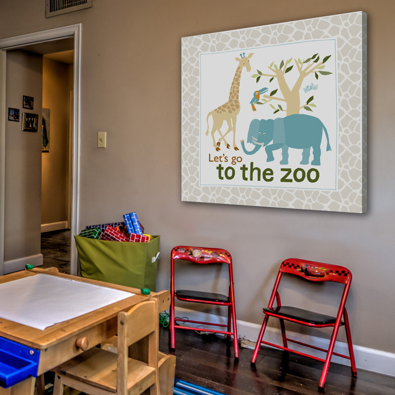 1,2,3 to the Zoo Character Art Lets Go To The Zoo - Painting on Canvas, 45cm H x 45cm W